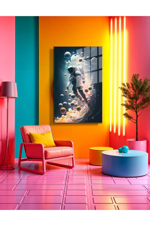Space/Uzay Yapay Zeka Özel Tasarım Cam Tablo Ofis, Mutfak Çocuk Odası, Salon 65