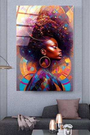 Afrikalı Kadın Cam Tablo, Dekoratif Cam Tablo
