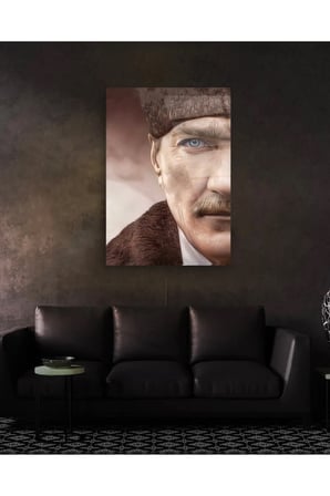 Atatürk Yarı Portre Renkli Cam Tablo