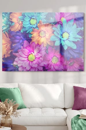 Renkli Çiçek Bahçesi | Çiçek Temalı Cam Tablo | 50x70 Cm