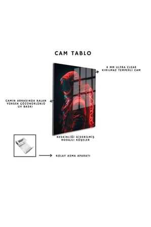 Space/Uzay Yapay Zeka Özel Tasarım Cam Tablo Ofis, Mutfak Çocuk Odası, Salon 89