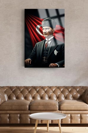 ULTRA YÜKSEK ÇÖZÜNÜRLÜKLÜ CAM YAPAY ZEKA ATATÜRK TABLOSU KIRILMAZ CAM TABLO EV, SALON, HEDİYESİ