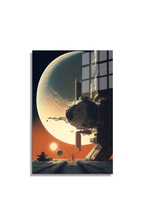 Space/Uzay Yapay Zeka Özel Tasarım Cam Tablo Ofis, Mutfak Çocuk Odası, Salon 75