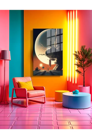 Space/Uzay Yapay Zeka Özel Tasarım Cam Tablo Ofis, Mutfak Çocuk Odası, Salon 75