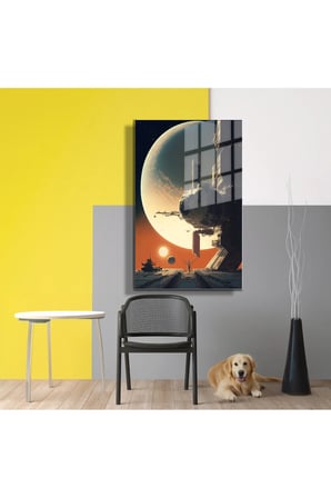 Space/Uzay Yapay Zeka Özel Tasarım Cam Tablo Ofis, Mutfak Çocuk Odası, Salon 75