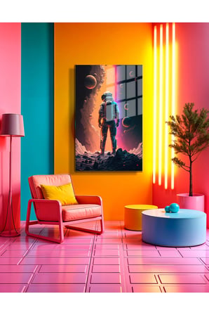 Space/Uzay Yapay Zeka Özel Tasarım Cam Tablo Ofis, Mutfak Çocuk Odası, Salon 84