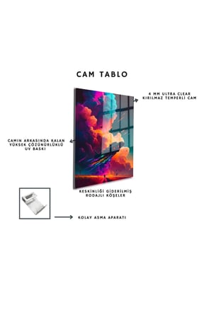Space/Uzay Yapay Zeka Özel Tasarım Cam Tablo Ofis, Mutfak Çocuk Odası, Salon 72