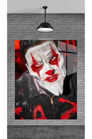 JOKER ADAM DEKORATİF TEMPERLİ CAM ÜZERİNE TABLO SEVGİLİNİZE YILBAŞI HEDİYE