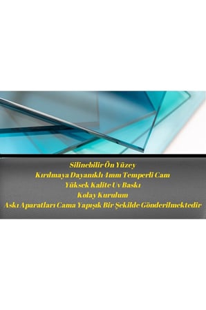 ALTIN VE MAVİ RENKLİ ÇİÇEK CAM TABLO