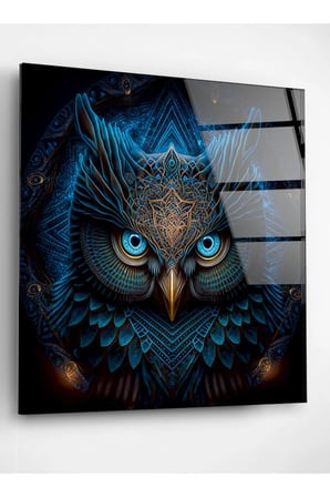 Blue Owl Cam Tablo, Dekoratif Cam Tablo