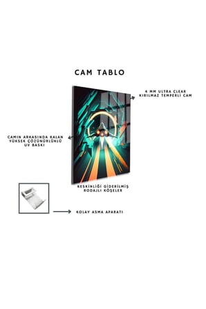 Space/Uzay Yapay Zeka Özel Tasarım Cam Tablo Ofis, Mutfak Çocuk Odası, Salon 76