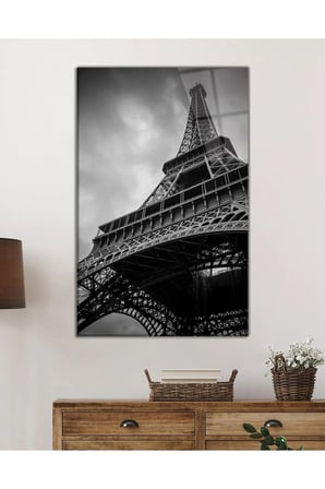 Fransa Paris Eyfel Kulesi Doğa Şehir Manzarası Cam Tablo, Temperli ve Rodajlı Dayanıklı Cam