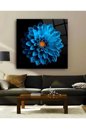 Mavi Lotus Çiçeği Kırılmaz Cam Tablo, Ev Ofis Hediyesi Yüksek Çözünürlüklü 4mm Cam Tablo