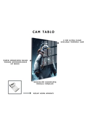 Space/Uzay Yapay Zeka Özel Tasarım Cam Tablo Ofis, Mutfak Çocuk Odası, Salon 70