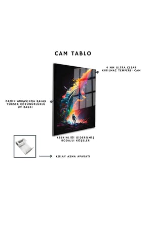 Space/Uzay Yapay Zeka Özel Tasarım Cam Tablo Ofis, Mutfak Çocuk Odası, Salon 73