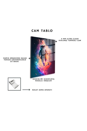 Space/Uzay Yapay Zeka Özel Tasarım Cam Tablo Ofis, Mutfak Çocuk Odası, Salon 88