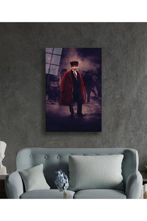 Mustafa Kemal Atatürk Portresi Cam Tablo, Darbelere Dayanıklı Kırılmaz Temperli