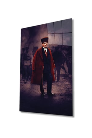 Mustafa Kemal Atatürk Portresi Cam Tablo, Darbelere Dayanıklı Kırılmaz Temperli