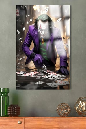 JOKER HARİKA KARTLI TASARIM KIRILMAZ LÜKS CAM TABLO ULTRA CANLI RENKLER EV, İŞ YERİ, OFİS HEDİYESİ