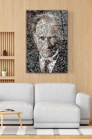 ATATÜRK BİNLERCE FOTOĞRAF TEK PORTRE TASARIM ULTA YÜKSEK ÇÖZÜNÜRLÜKLÜ KIRILMAZ CAM TABO OFİS HEDİYE
