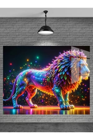 Neon Aslan Cam Tablo Ev Dekorasyon,balkon Dekorasyonu,dekoratif,duvar Tablo,mutfak Tablo