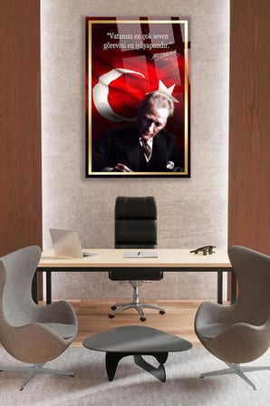 VATANINI EN ÇOK SEVEN GÖREVİNİ EN İYİ YAPANDIR ATATÜRK KIRILMAZ CAM TABLO EV OFİS İŞ YERİ HEDİRYESİ