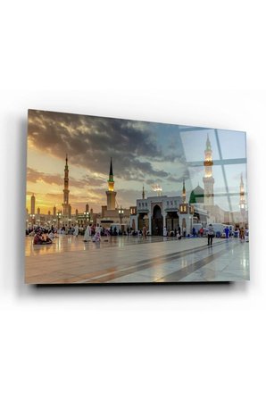 Medine Temalı Modern UV Dijital Baskı Dekoratif Cam Tablo