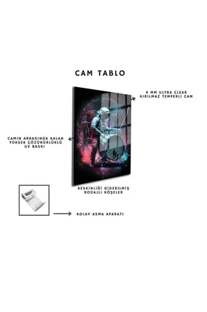 Space/Uzay Yapay Zeka Özel Tasarım Cam Tablo Ofis, Mutfak Çocuk Odası, Salon 27