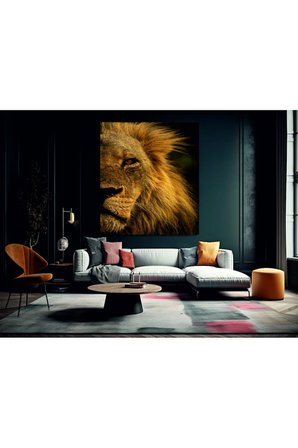 MUHTEŞEM ASLAN YÜZÜ TEMPERLİ CAM ÜZERİNE TABLO SEVGİLİNİZE YILBAŞI HEDİYE
