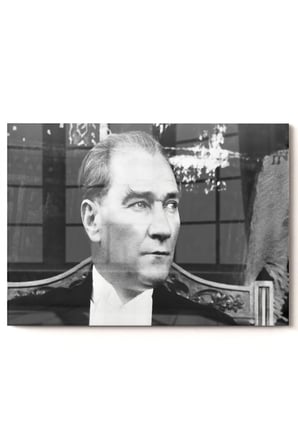 Atatürk | Atatürk Temalı Cam Tablo | Dekoratif Cam Tablo | 50x70 Cm