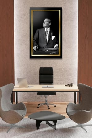 ATATÜRK KIRILMAZ LÜKS CAM TABLO EV OFİS İŞ YERİ HEDİRYESİ TEMPERLİ CAM TABLO