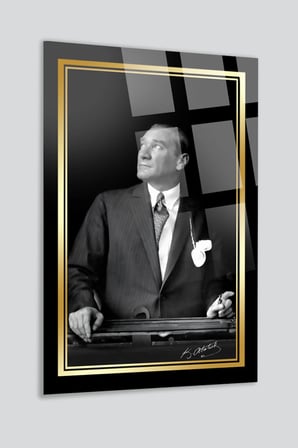 ATATÜRK KIRILMAZ LÜKS CAM TABLO EV OFİS İŞ YERİ HEDİRYESİ TEMPERLİ CAM TABLO
