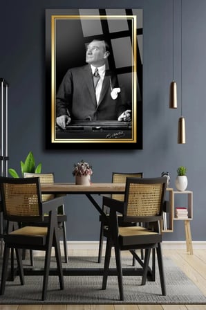 ATATÜRK KIRILMAZ LÜKS CAM TABLO EV OFİS İŞ YERİ HEDİRYESİ TEMPERLİ CAM TABLO