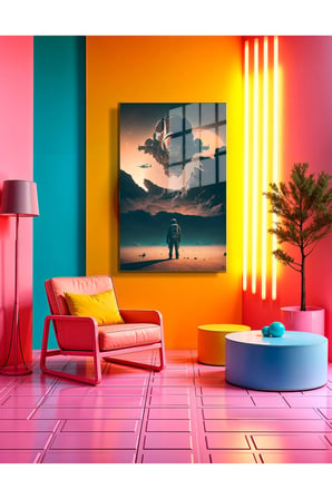 Space/Uzay Yapay Zeka Özel Tasarım Cam Tablo Ofis, Mutfak Çocuk Odası, Salon 94