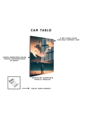 Space/Uzay Yapay Zeka Özel Tasarım Cam Tablo Ofis, Mutfak Çocuk Odası, Salon 94