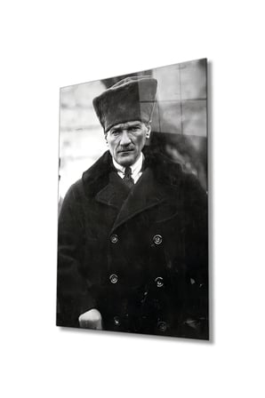 Mustafa Kemal Atatürk Portresi Cam Tablo, Darbelere Dayanıklı Kırılmaz Temperli