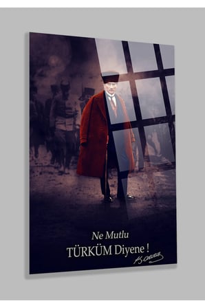 ULTRA YÜKSEK ÇÖZÜNÜRLÜKLÜ ATATÜRK TABLOSU 4MM KIRILMAZ CAM TABLO EV, SALON, HEDİYESİ