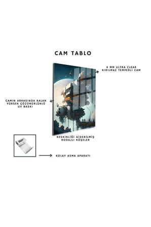 Space/Uzay Yapay Zeka Özel Tasarım Cam Tablo Ofis, Mutfak Çocuk Odası, Salon 176