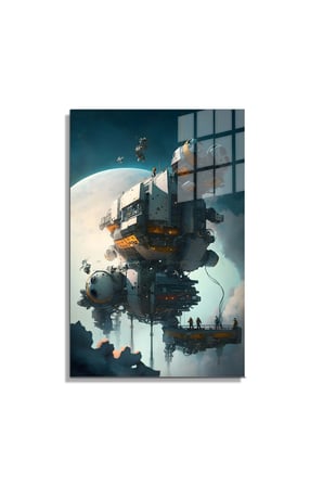 Space/Uzay Yapay Zeka Özel Tasarım Cam Tablo Ofis, Mutfak Çocuk Odası, Salon 176