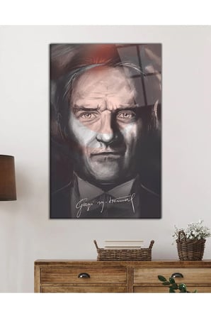 Gazi Mustafa Kemal Atatürk Cam Tablo, Temperli ve Rodajlı Dayanıklı  Cam