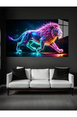 Neon Aslan Cam Tablo Ev Dekorasyon,balkon Dekorasyonu,dekoratif,duvar Tablo,mutfak Tablo