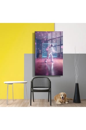 Space/Uzay Yapay Zeka Özel Tasarım Cam Tablo Ofis, Mutfak Çocuk Odası, Salon 01