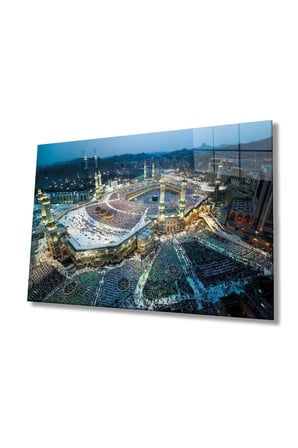 Kabe Manzarası Kutsal Topraklar Dini İslami Cam Tablo, Temperli ve Rodajlı Dayanıklı  Cam
