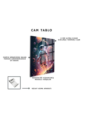 Space/Uzay Yapay Zeka Özel Tasarım Cam Tablo Ofis, Mutfak Çocuk Odası, Salon 129