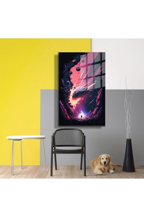 Space/Uzay Yapay Zeka Özel Tasarım Cam Tablo Ofis, Mutfak Çocuk Odası, Salon 48