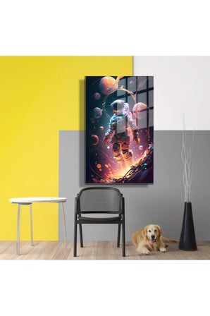 Space/Uzay Yapay Zeka Özel Tasarım Cam Tablo Ofis, Mutfak Çocuk Odası, Salon 129