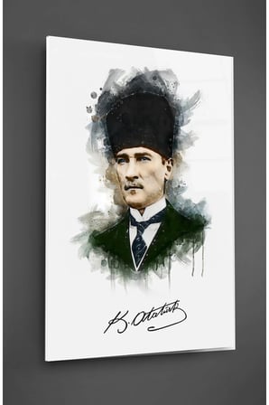 Atatürk Imzalı Cam Tablo