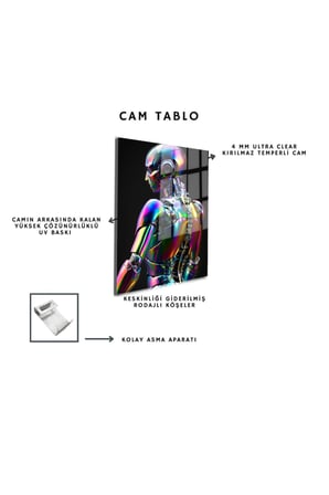 Space/Uzay Yapay Zeka Özel Tasarım Cam Tablo Ofis, Mutfak Çocuk Odası, Salon 184