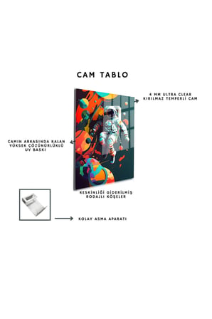 Space/Uzay Yapay Zeka Özel Tasarım Cam Tablo Ofis, Mutfak Çocuk Odası, Salon 131