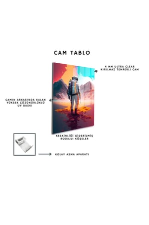 Space/Uzay Yapay Zeka Özel Tasarım Cam Tablo Ofis, Mutfak Çocuk Odası, Salon 130